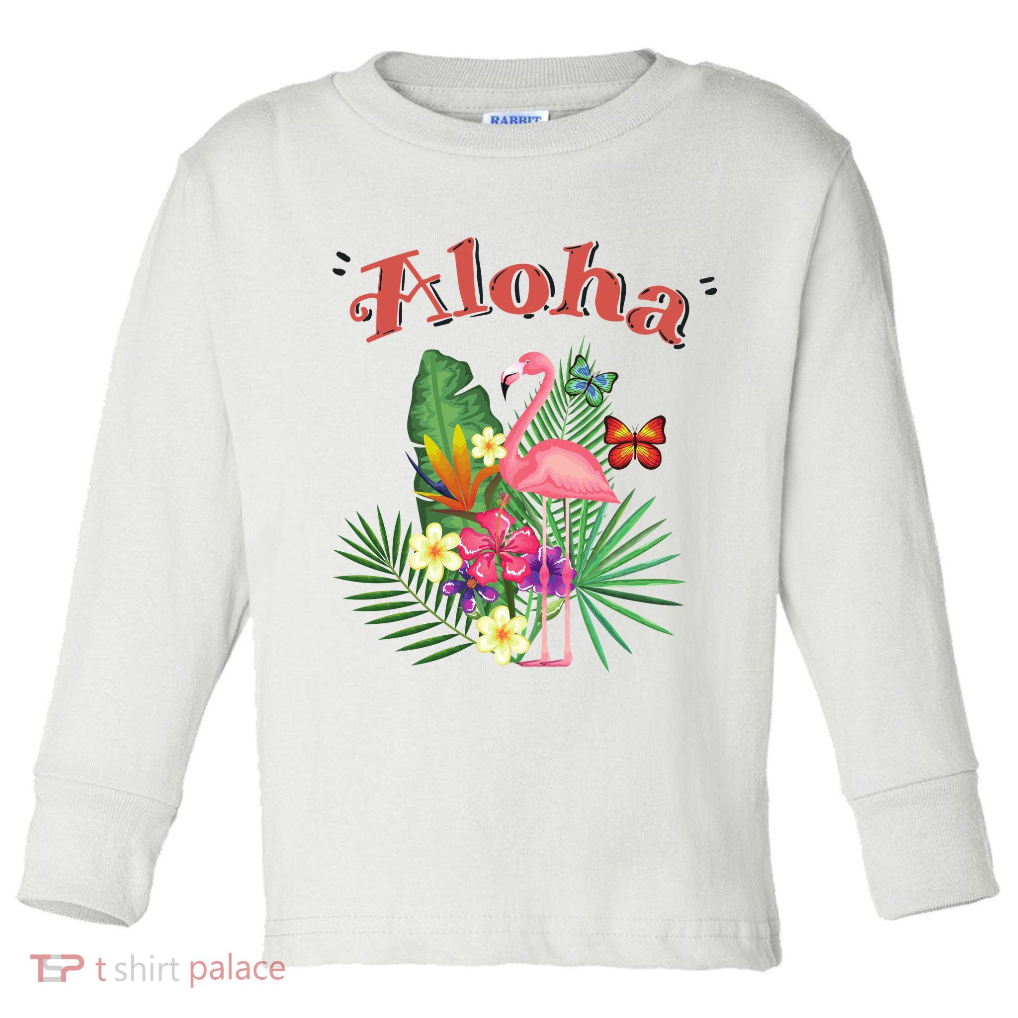 Aloha Flamingo Tropical Toddler Long Sleeve Shirt