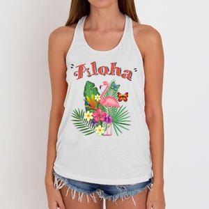 Aloha Flamingo Tropical Women's Knotted Racerback Tank