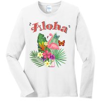 Aloha Flamingo Tropical Ladies Long Sleeve Shirt