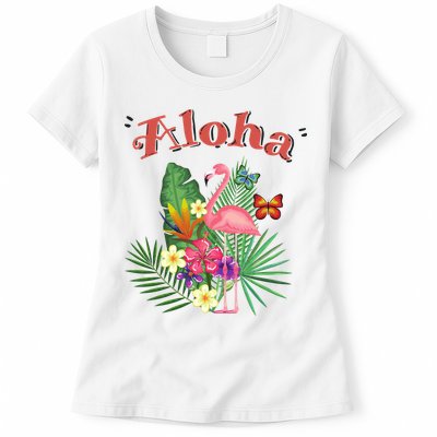 Aloha Flamingo Tropical Womens T-Shirt