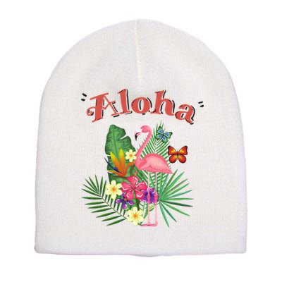 Aloha Flamingo Tropical Short Acrylic Beanie