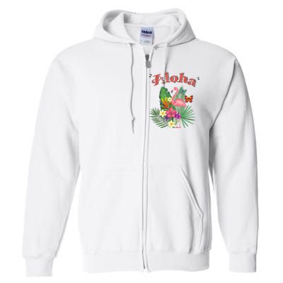 Aloha Flamingo Tropical Full Zip Hoodie