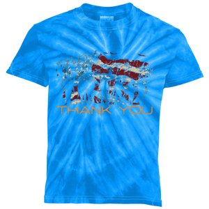 American Flag Thank You Veterans Patriotic US Soldiers Kids Tie-Dye T-Shirt