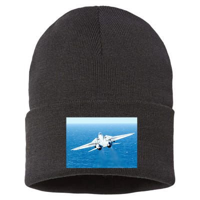 An F14d Tomcat From The Tomcatters Of Fighter Squadron Three One (Vf 31) Sustainable Knit Beanie