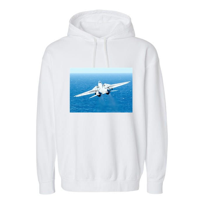 An F14d Tomcat From The Tomcatters Of Fighter Squadron Three One (Vf 31) Garment-Dyed Fleece Hoodie