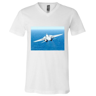 An F14d Tomcat From The Tomcatters Of Fighter Squadron Three One (Vf 31) V-Neck T-Shirt