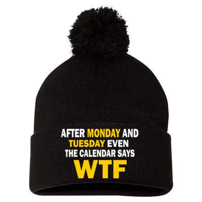 After Monday and Tuesday WTF Pom Pom 12in Knit Beanie