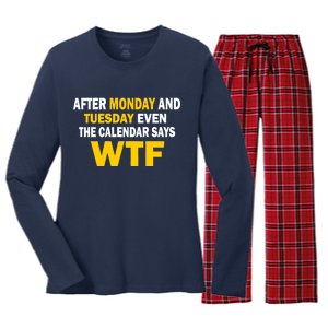 After Monday and Tuesday WTF Women's Long Sleeve Flannel Pajama Set 