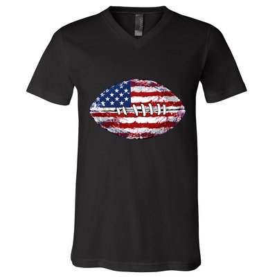 American Football Usa Flag V-Neck T-Shirt