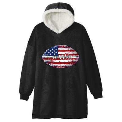 American Football Usa Flag Hooded Wearable Blanket