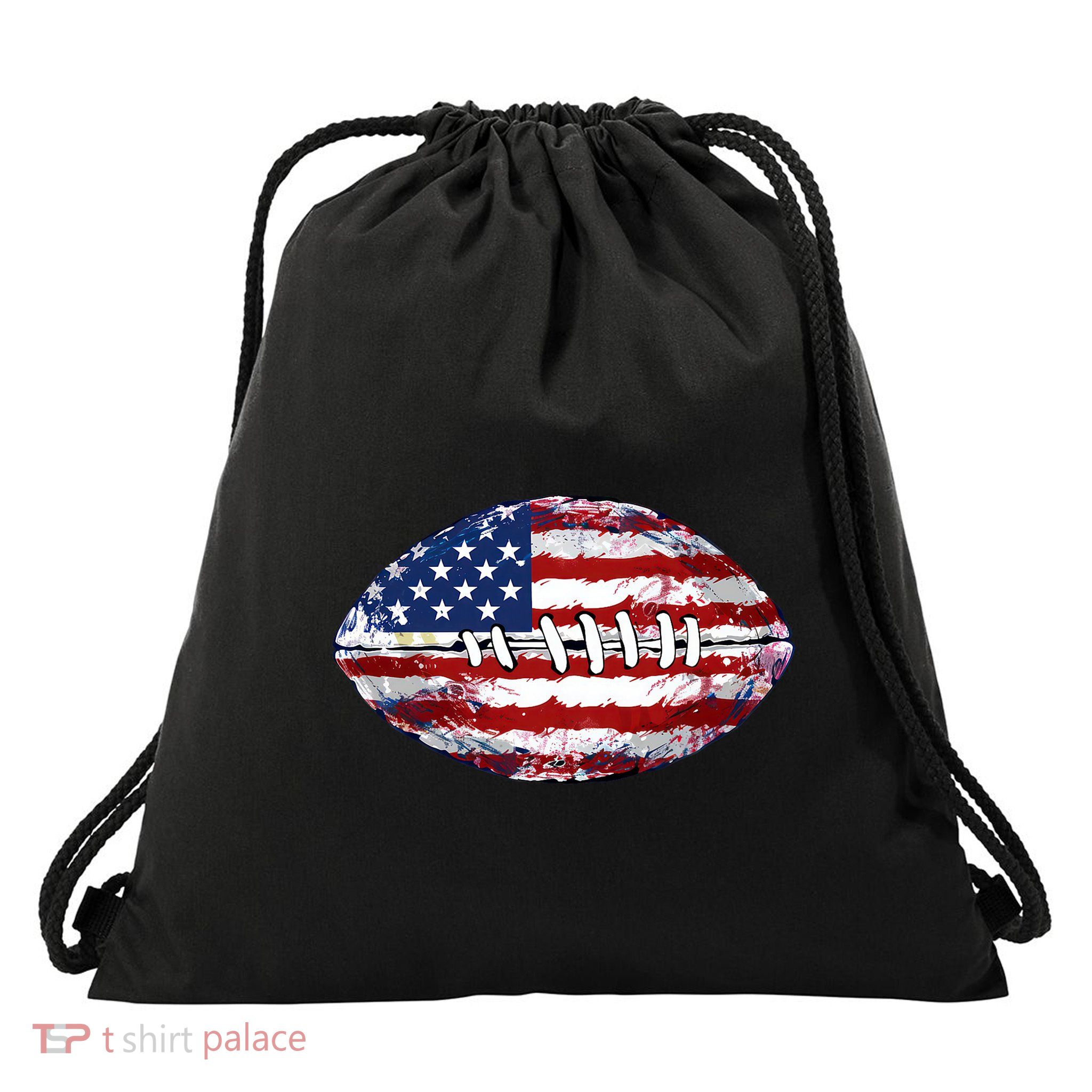 American Football Usa Flag Drawstring Bag