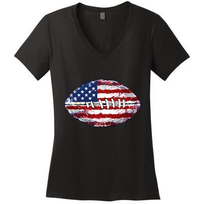 American Football Usa Flag Women's V-Neck T-Shirt