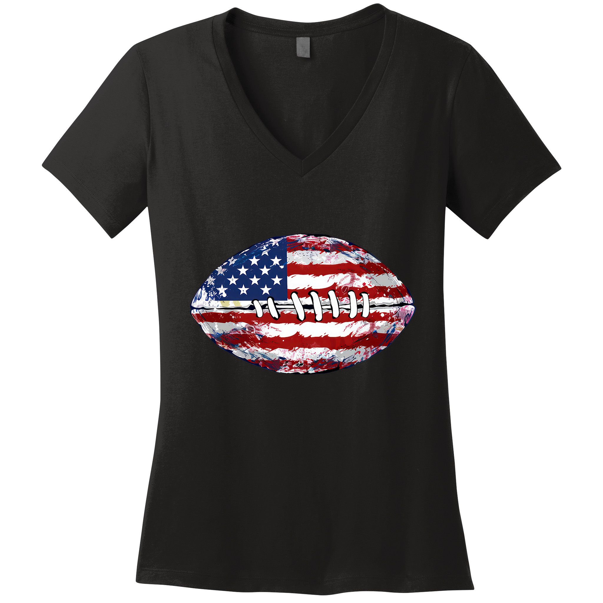 American Football Usa Flag Women's V-Neck T-Shirt