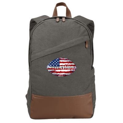 American Football Usa Flag Cotton Canvas Backpack