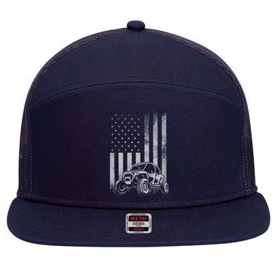 American Flag Utv Side By Side Sxs Off Road 4th Of July 7 Panel Mesh Trucker Snapback Hat