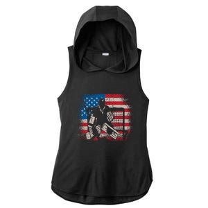 American Flag Usa Ice Hockey Design For Ice Hockey Players Gift Ladies PosiCharge Tri-Blend Wicking Draft Hoodie Tank