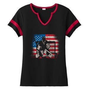 American Flag Usa Ice Hockey Design For Ice Hockey Players Gift Ladies Halftime Notch Neck Tee