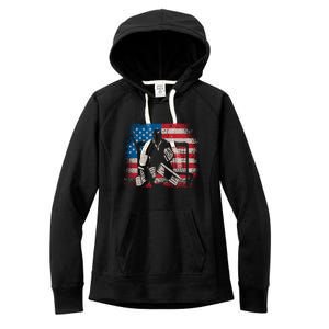 American Flag Usa Ice Hockey Design For Ice Hockey Players Gift Women's Fleece Hoodie