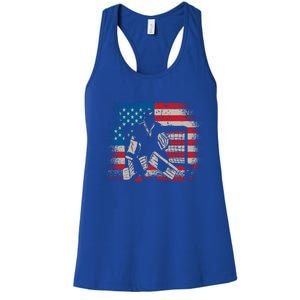 American Flag Usa Ice Hockey Design For Ice Hockey Players Gift Women's Racerback Tank