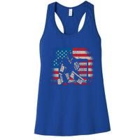 American Flag Usa Ice Hockey Design For Ice Hockey Players Gift Women's Racerback Tank