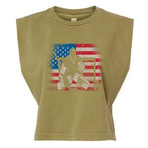 American Flag Usa Ice Hockey Design For Ice Hockey Players Gift Garment-Dyed Women's Muscle Tee