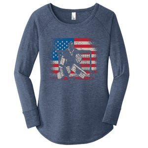 American Flag Usa Ice Hockey Design For Ice Hockey Players Gift Women's Perfect Tri Tunic Long Sleeve Shirt