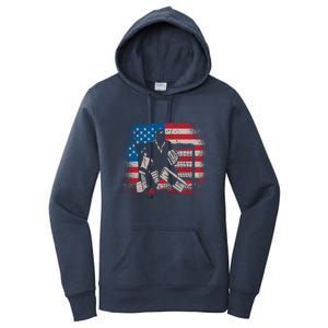 American Flag Usa Ice Hockey Design For Ice Hockey Players Gift Women's Pullover Hoodie