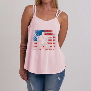 American Flag Usa Ice Hockey Design For Ice Hockey Players Gift Women's Strappy Tank