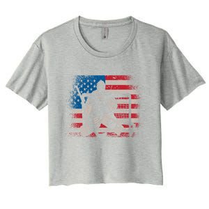 American Flag Usa Ice Hockey Design For Ice Hockey Players Gift Women's Crop Top Tee