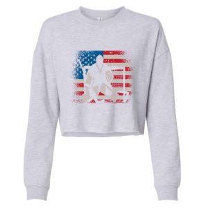 American Flag Usa Ice Hockey Design For Ice Hockey Players Gift Cropped Pullover Crew