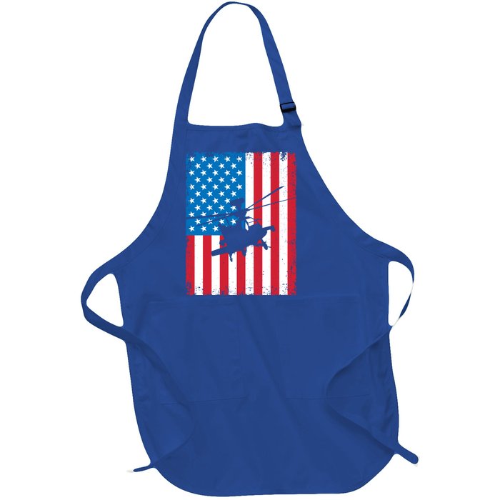 American Flag Usa Chopper Patriotic Veteran's Day Soldier Gift Full-Length Apron With Pockets