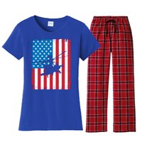 American Flag Usa Chopper Patriotic Veteran's Day Soldier Gift Women's Flannel Pajama Set