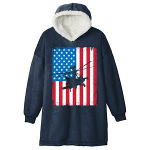 American Flag Usa Chopper Patriotic Veteran's Day Soldier Gift Hooded Wearable Blanket