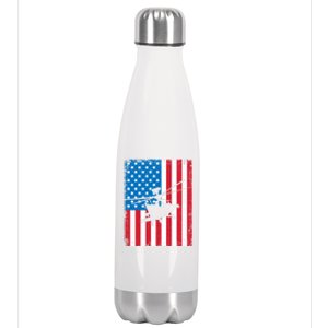 American Flag Usa Chopper Patriotic Veteran's Day Soldier Gift Stainless Steel Insulated Water Bottle