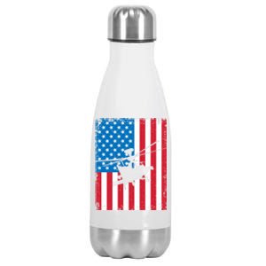 American Flag Usa Chopper Patriotic Veteran's Day Soldier Gift Stainless Steel Insulated Water Bottle