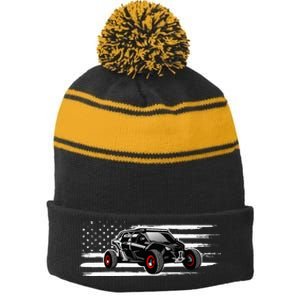 AMERICAN FLAG UTV SIDE BY SIDE SXS OFF ROAD Stripe Pom Pom Beanie