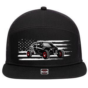 AMERICAN FLAG UTV SIDE BY SIDE SXS OFF ROAD 7 Panel Mesh Trucker Snapback Hat