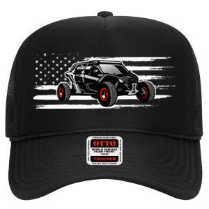 AMERICAN FLAG UTV SIDE BY SIDE SXS OFF ROAD High Crown Mesh Back Trucker Hat