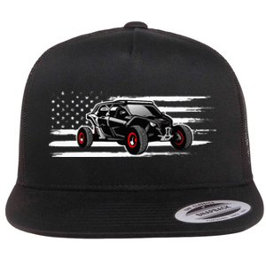 AMERICAN FLAG UTV SIDE BY SIDE SXS OFF ROAD Flat Bill Trucker Hat