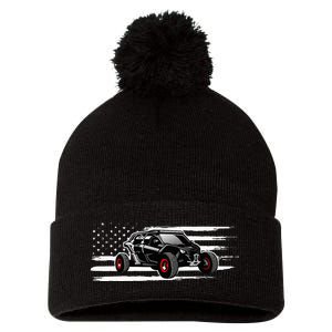 AMERICAN FLAG UTV SIDE BY SIDE SXS OFF ROAD Pom Pom 12in Knit Beanie