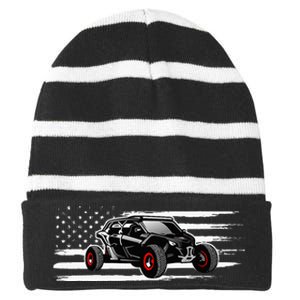 AMERICAN FLAG UTV SIDE BY SIDE SXS OFF ROAD Striped Beanie with Solid Band