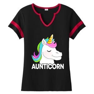 Aunticorn Funny Unicorn Aunty Family Cute Gift Ladies Halftime Notch Neck Tee