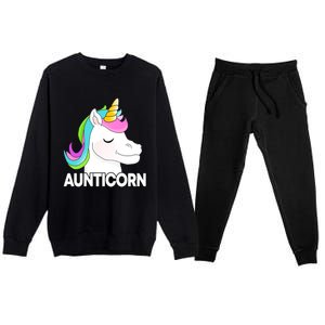 Aunticorn Funny Unicorn Aunty Family Cute Gift Premium Crewneck Sweatsuit Set