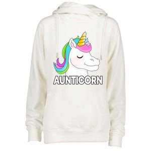 Aunticorn Funny Unicorn Aunty Family Cute Gift Womens Funnel Neck Pullover Hood