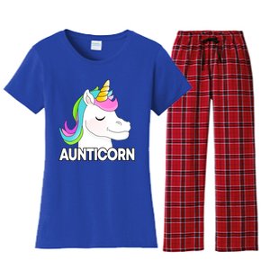 Aunticorn Funny Unicorn Aunty Family Cute Gift Women's Flannel Pajama Set