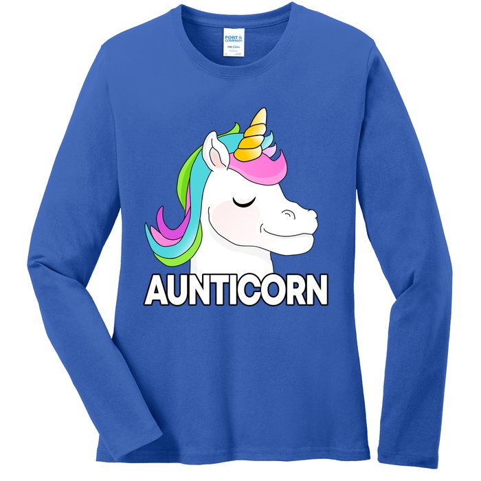 Aunticorn Funny Unicorn Aunty Family Cute Gift Ladies Long Sleeve Shirt