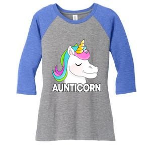 Aunticorn Funny Unicorn Aunty Family Cute Gift Women's Tri-Blend 3/4-Sleeve Raglan Shirt