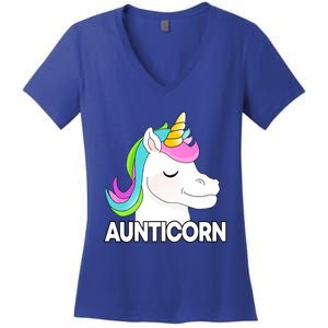 Aunticorn Funny Unicorn Aunty Family Cute Gift Women's V-Neck T-Shirt