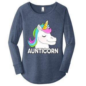 Aunticorn Funny Unicorn Aunty Family Cute Gift Women's Perfect Tri Tunic Long Sleeve Shirt