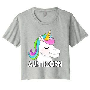 Aunticorn Funny Unicorn Aunty Family Cute Gift Women's Crop Top Tee